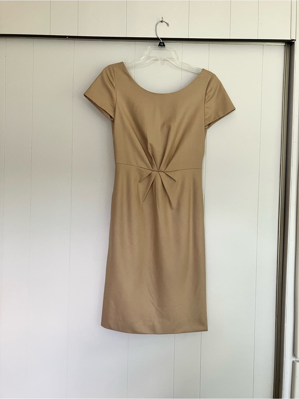 J. Crew 100% Wool Tan Short Sleeve Dress, Pockets, Fully Lined size 0